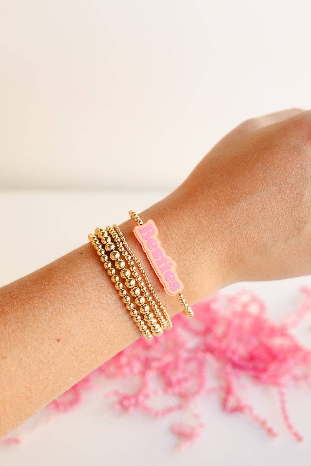 Bestie BB Bead Bracelet in Pink/Orange
