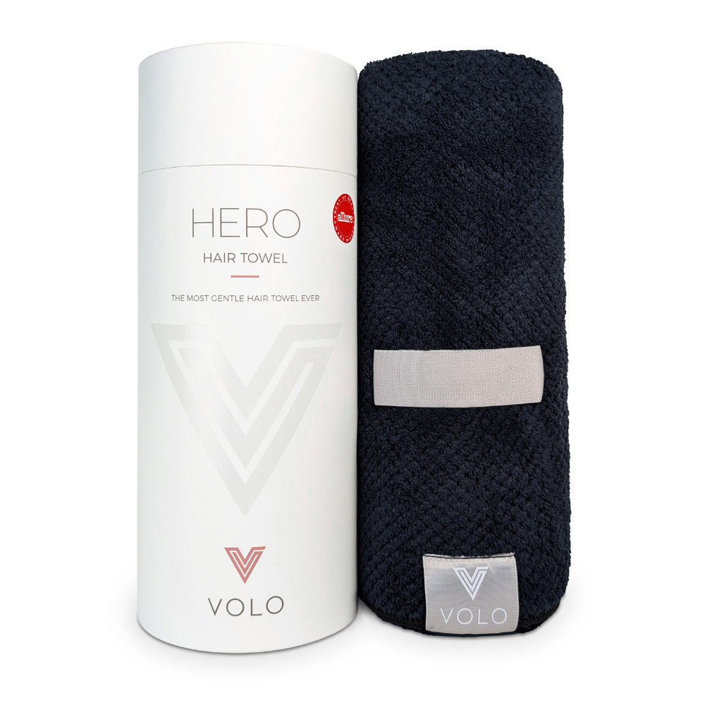 VOLO Hero Hair Towel- Vinyl Black Luxe Tube