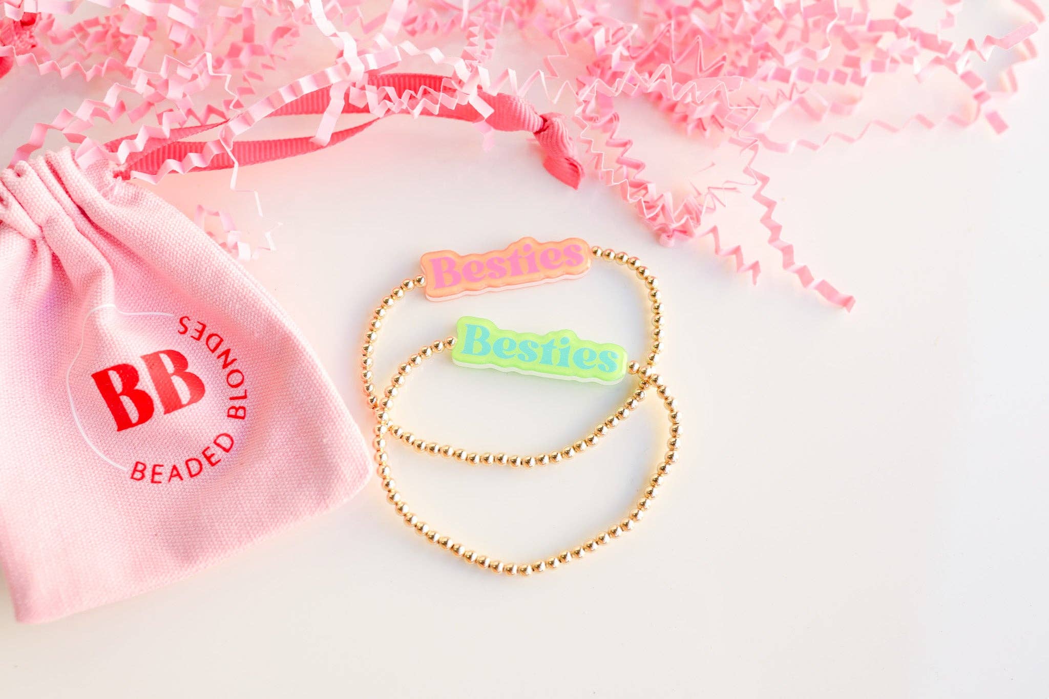 Bestie BB Bead Bracelet in Pink/Orange
