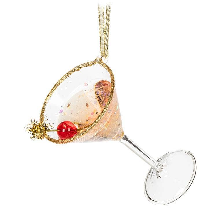 Festive Martini Ornament-4"H