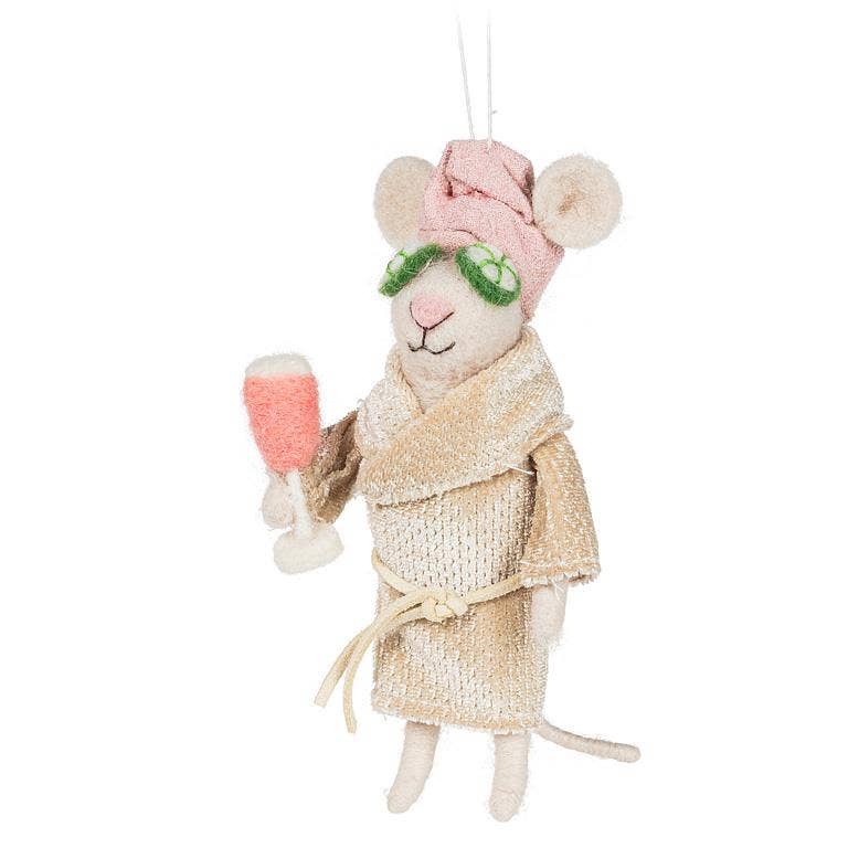 Spa Mouse with Cucumbers Ornament-5.5"H